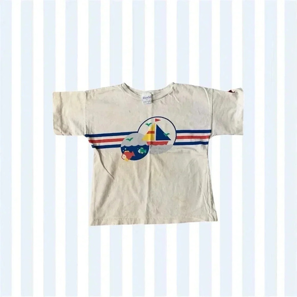 Vintage 80s toddler 4T sailor boat short sleeve tee - Picture 1 of 12
